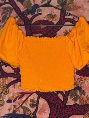 Orange Princess Sleeve Crop Top
